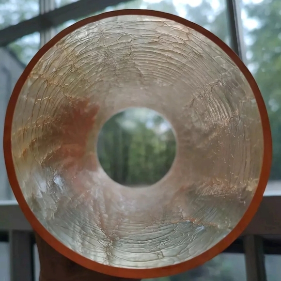 Vintage Cylinder Peach Crackle Glass Hurricane Chimney Shade 8.5" x 3.5" - Picture 5 of 7